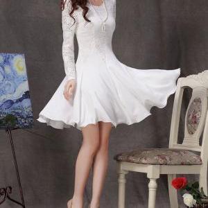 White Lace Dress - Long Sleeve White Lace Dress -..