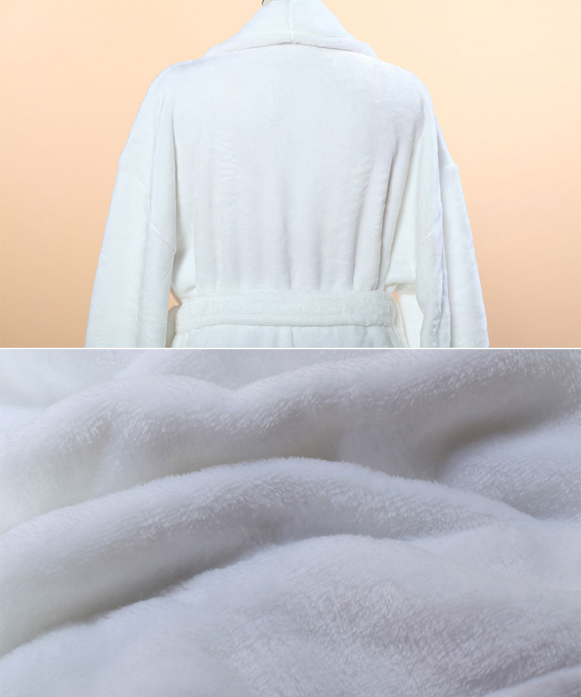 Extra Thick Micro Fiber Bathrobe Soft Fleece Bathrobe W. Shawl Collar