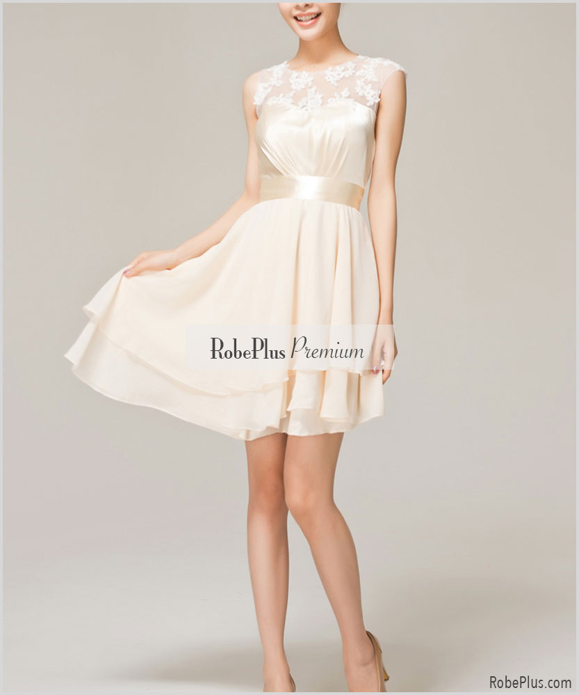 Ivory Color Asymmetric Bridesmaid Dress With Lace Unparalleled Shoulder