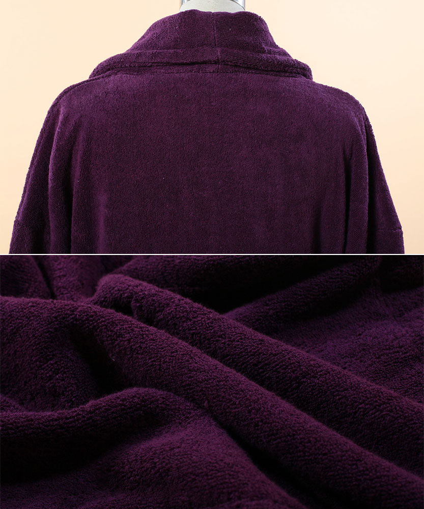 Extra Thick Purple Terry Bathrobe 100 Cotton Shawl Collar Terry