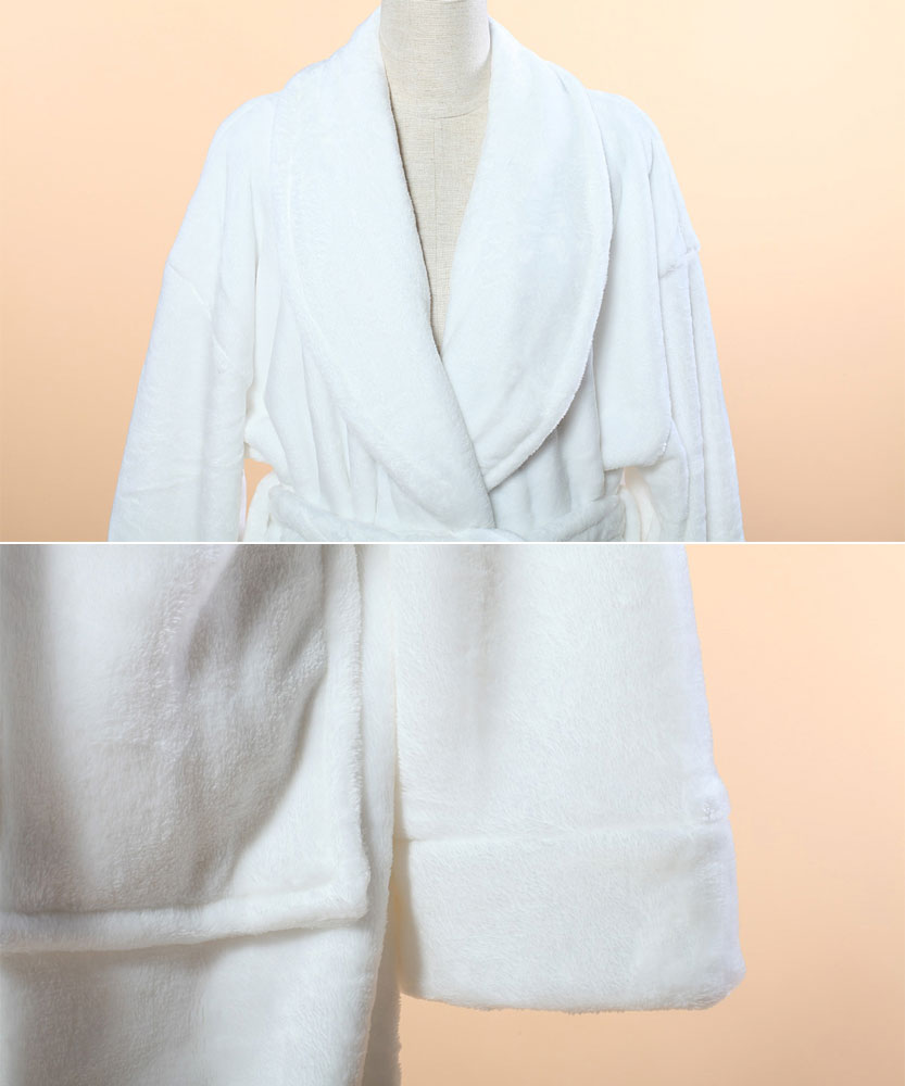 Extra Thick Micro Fiber Bathrobe Soft Fleece Bathrobe W. Shawl Collar