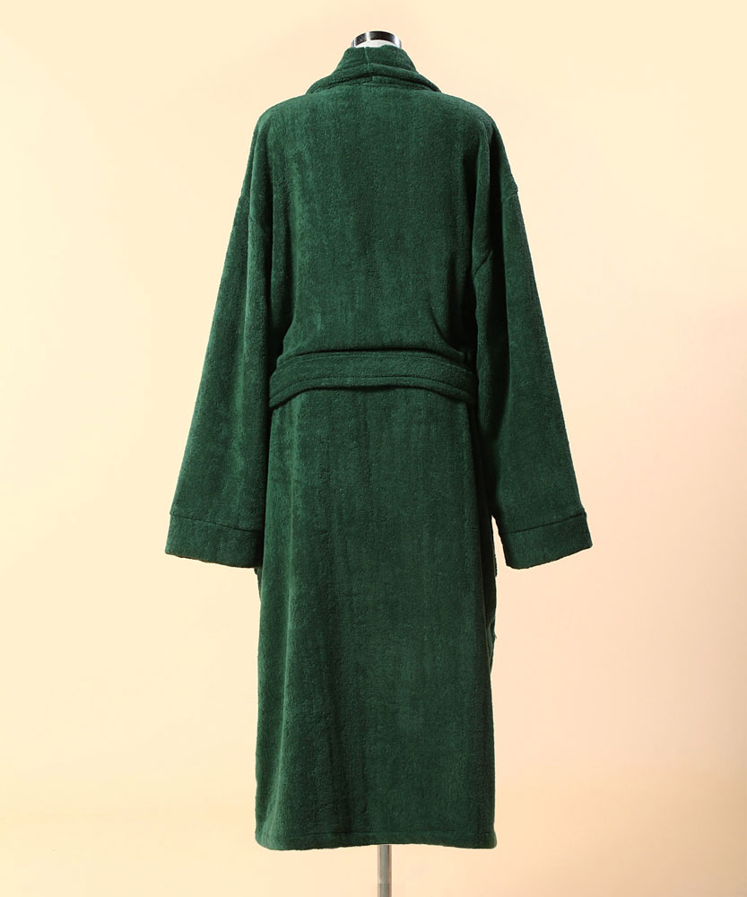Extra Thick Green Terry Bathrobe 100 Cotton Shawl Collar Terry Cloth