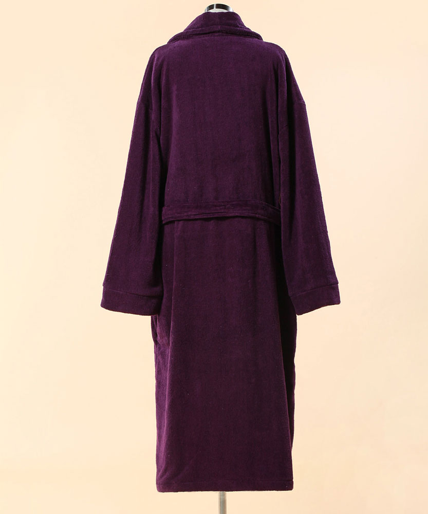 Extra Thick Purple Terry Bathrobe - 100% Cotton Shawl Collar Terry ...